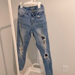 Distressed, skinny boyfriend jeans